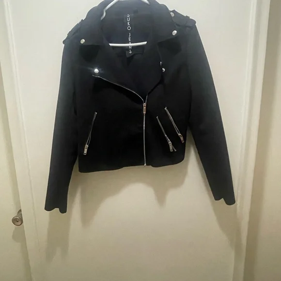SUKO Jeans Black Moto Jacket Women's Size Large - Picture 2 of 9